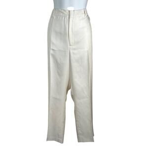 LAUREN Ralph Lauren 100% Silk High Waist Trousers White Size 16 Pockets Luxury